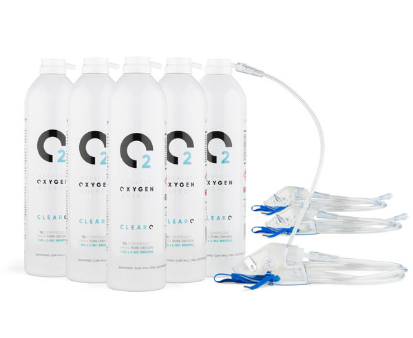 ClearO2 Sauerstoffflasche - mit Sauerstoffmaske - 5er Pack